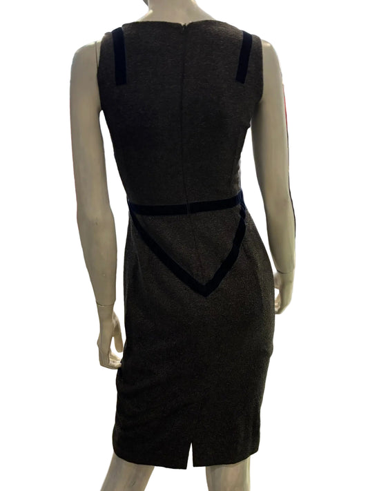 Dolce & Gabbana Sleeveless Wool Sheath Dress with Velvet Trim 2