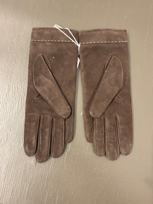 Judith Lieber brown suede leather gloves size 7