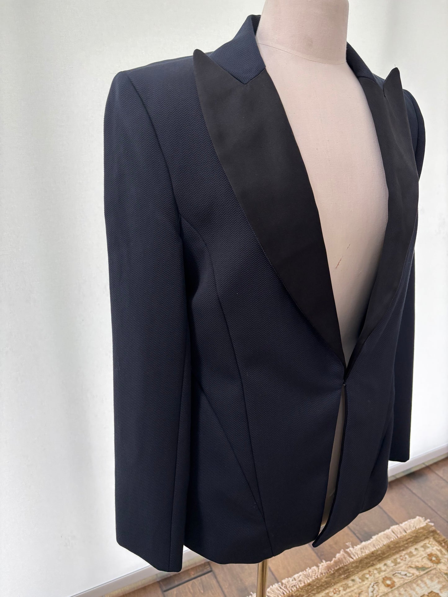 Wes Gordon Navy Black Herring Bone Blazer Size 12