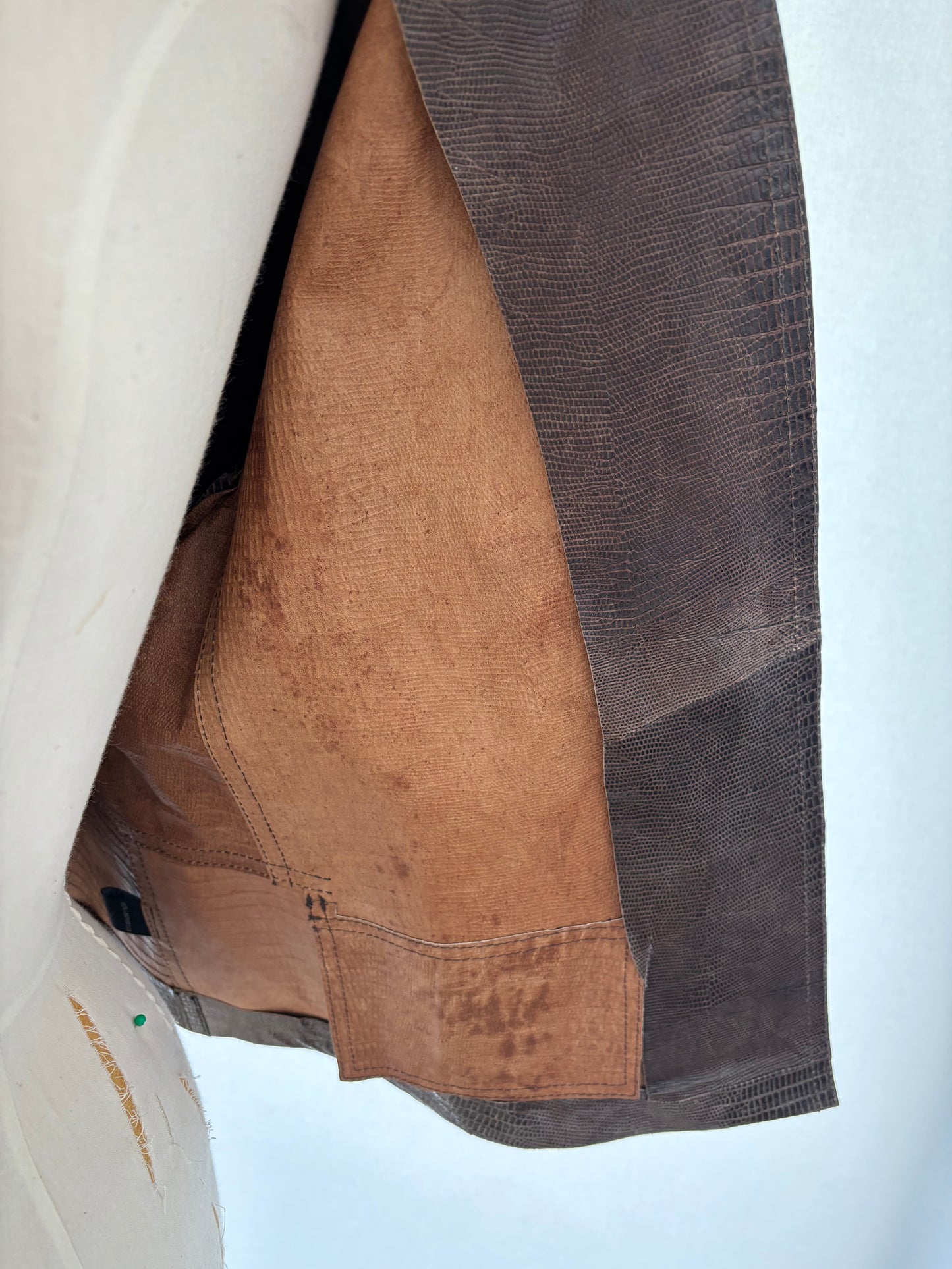 Lafayette 148 Brown unlined Leather Jacket with elbow sleeves Size 10