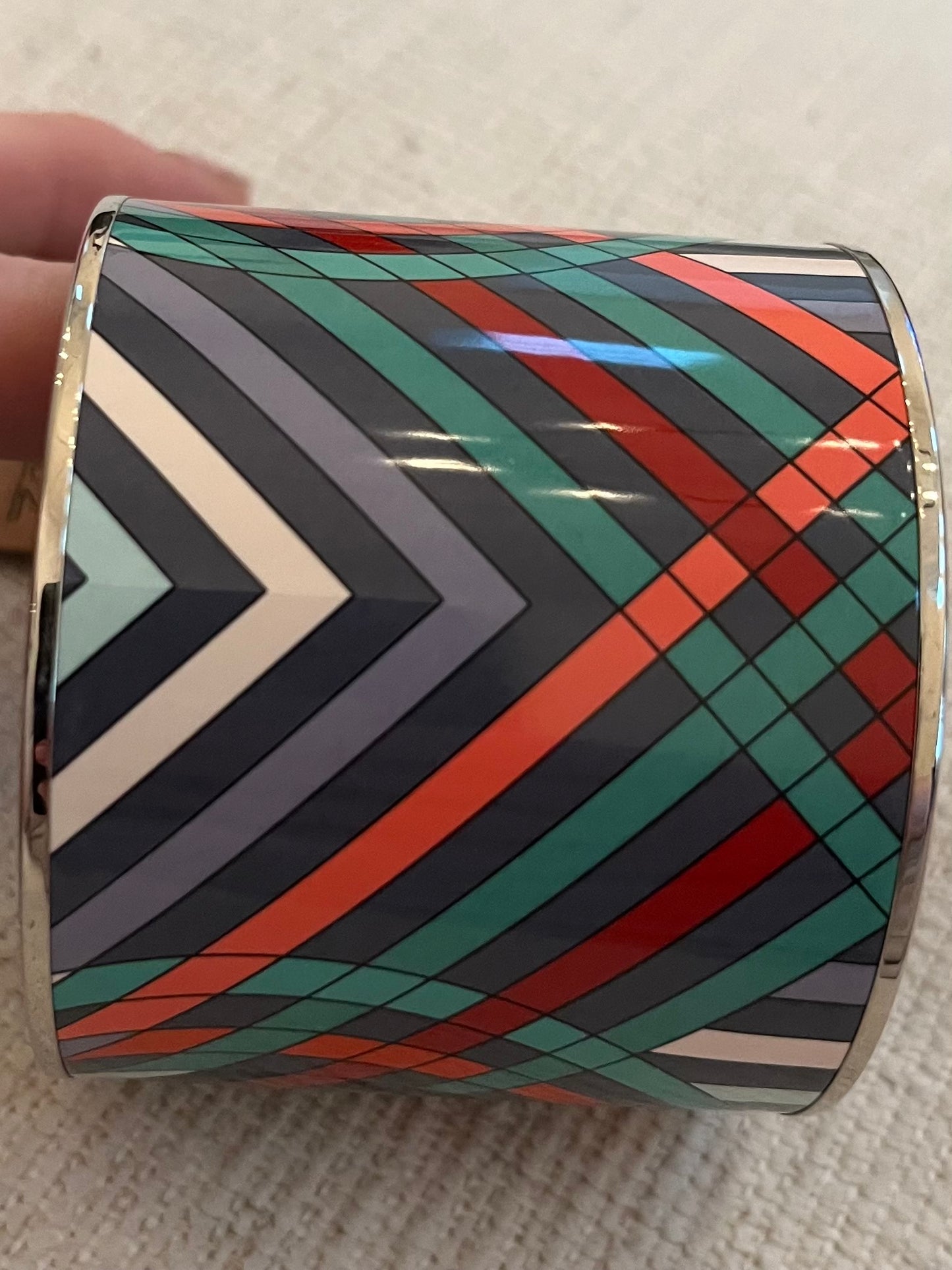 Hermés Extra Wide Enamel Bangle Bracelet