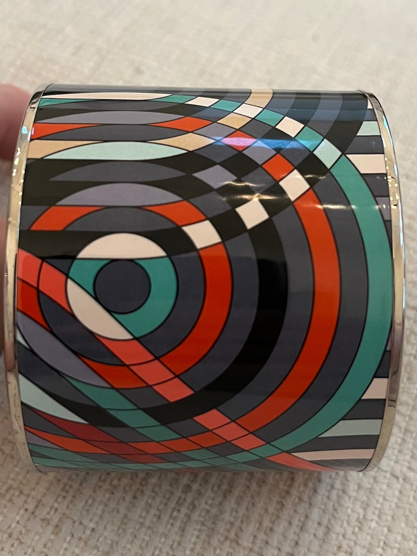 Hermés Extra Wide Enamel Bangle Bracelet