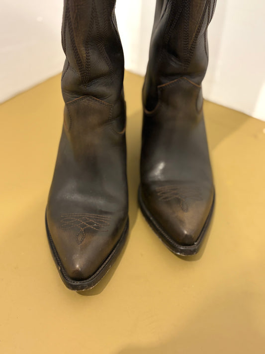 Golden Goose Brown Leather Western Cowboy Boots 39
