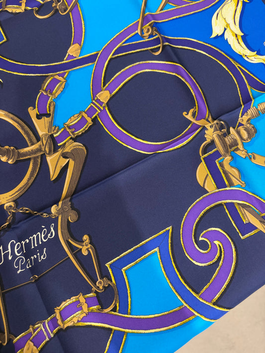 Hermès L'Instruction du Roy Purple Colorway 90cm Scarf