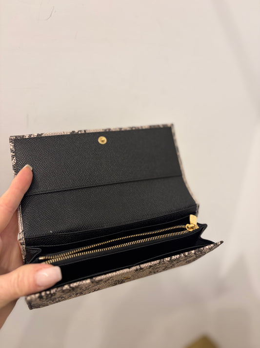 Dolce & Gabbana Black & Beige Lace Print Continental Wallet