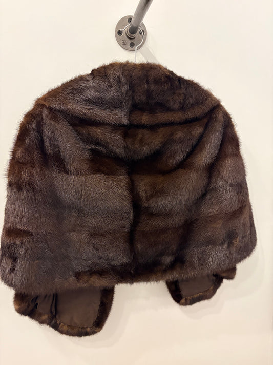 Vintage Chocolate Brown Mink Fur Cape