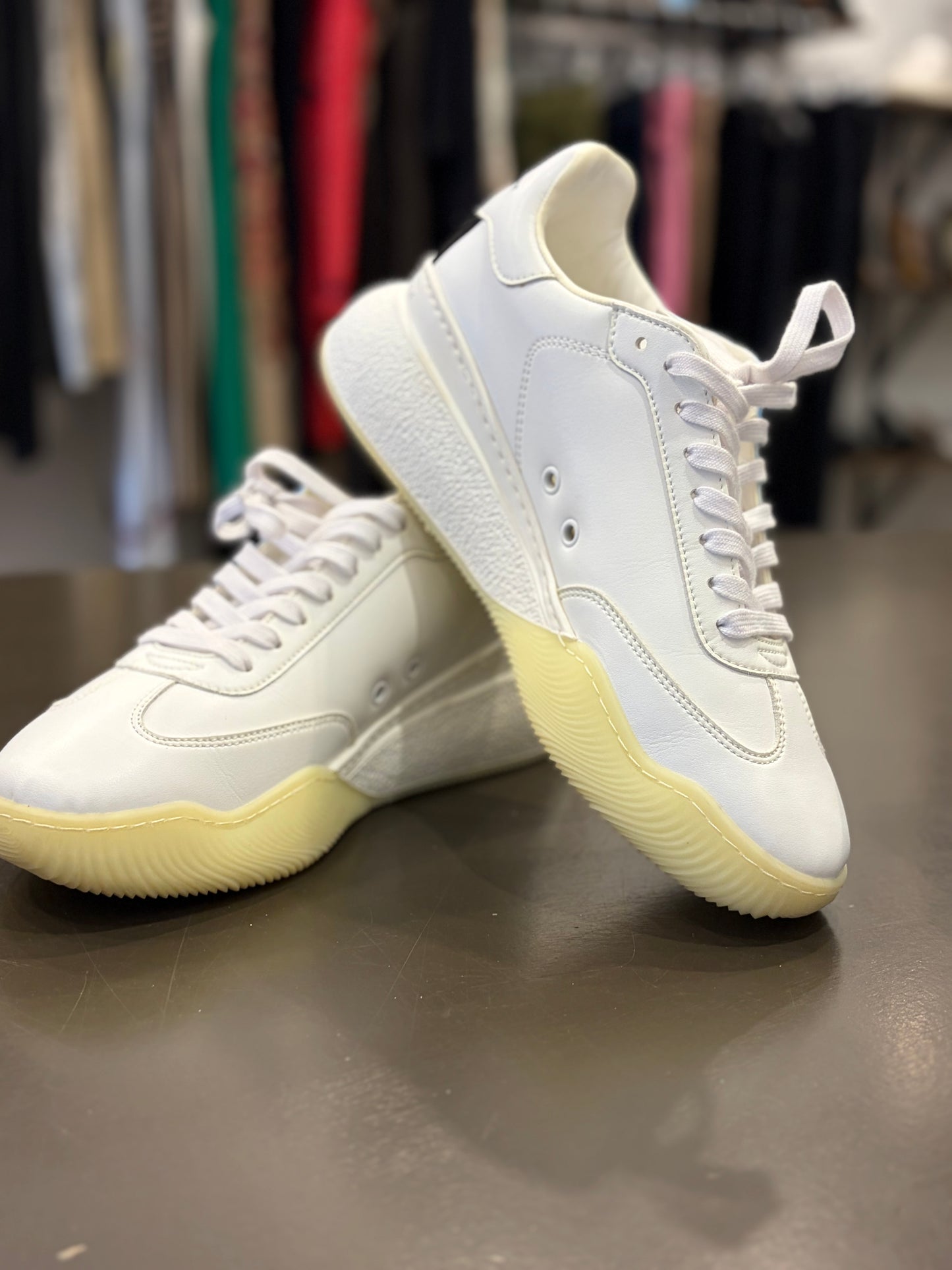 Stella McCartney White Platform Sneakers with Custom Tiger Artwork - Size 41
