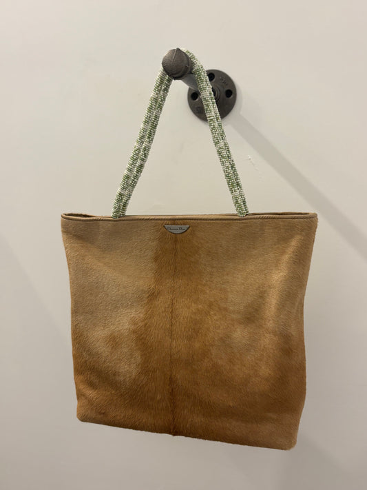 Christian Dior Haircalf Tote Bag — Tan with Beaded Straps
