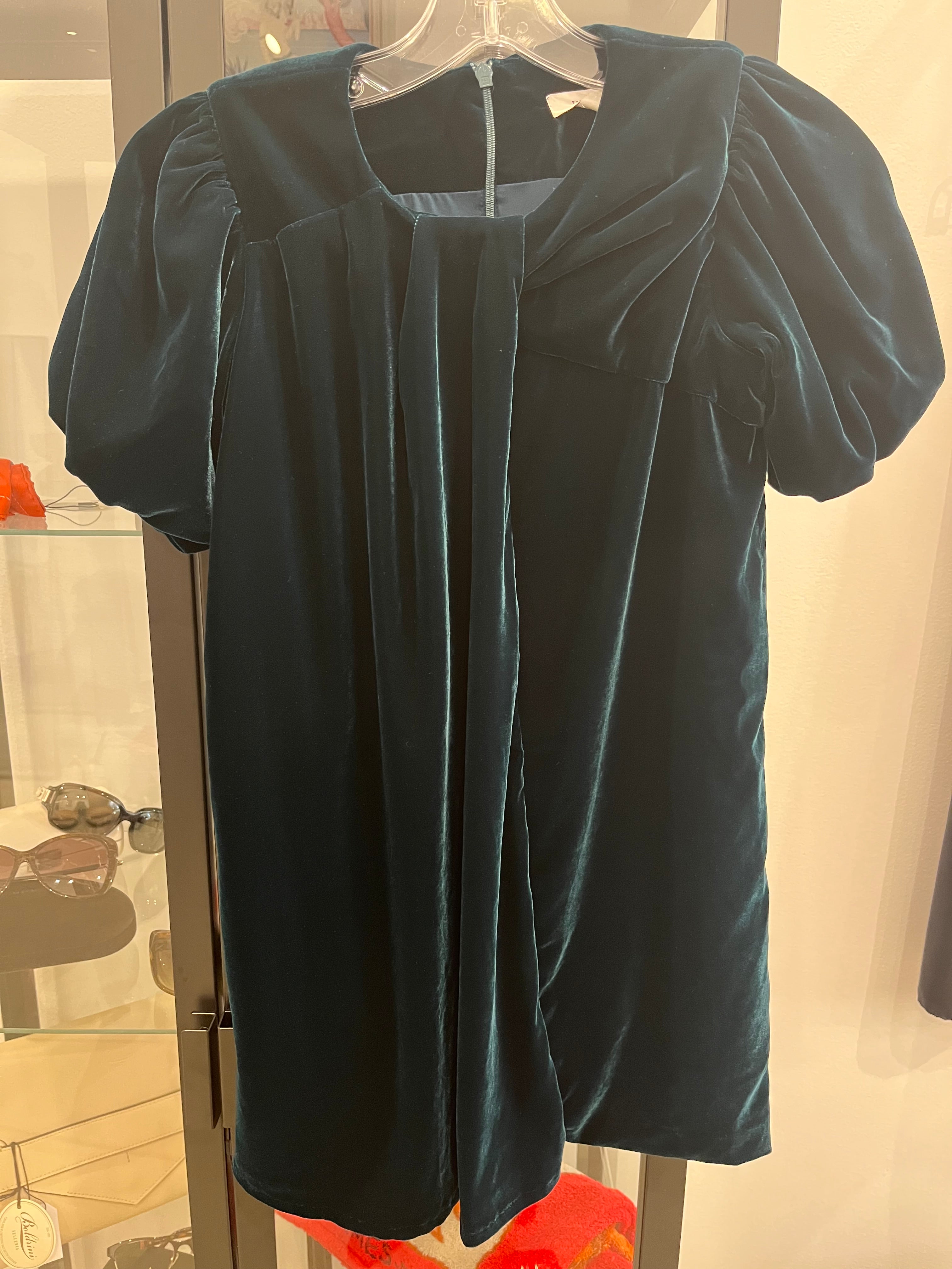 Reiss Velvet green shift dress girls New 8-9Y  Sofia Designer Consignment
