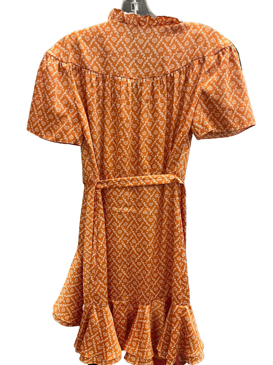 Sandro ruffle belted dress orange