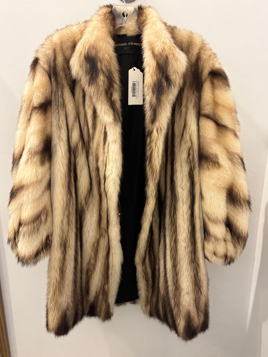 Michael Forrest Natural Fur Coat – Golden Brown Striped
