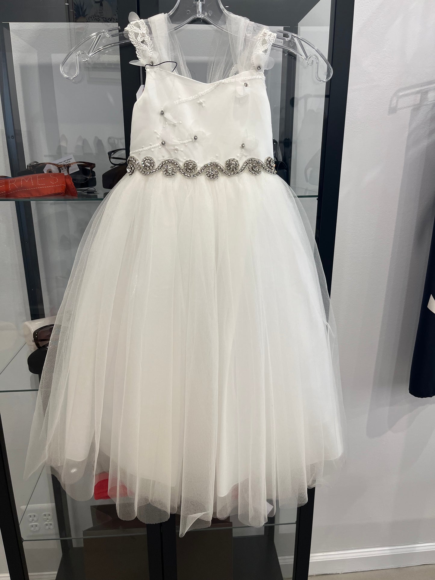 Girls Toddler Dress 2T White with Rhinestones