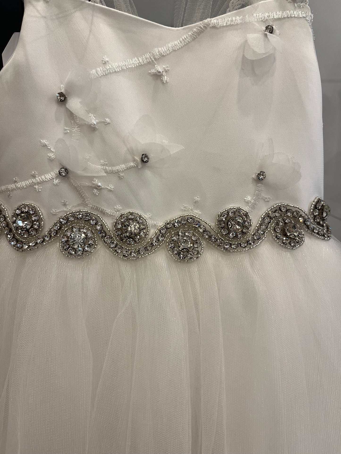 Girls Toddler Dress 2T White with Rhinestones