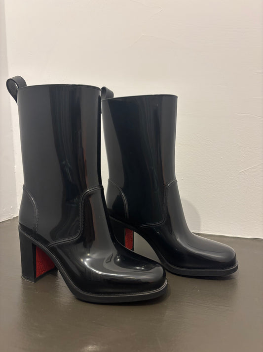 Christian Louboutin Rain Boots – Black Patent – Size 36