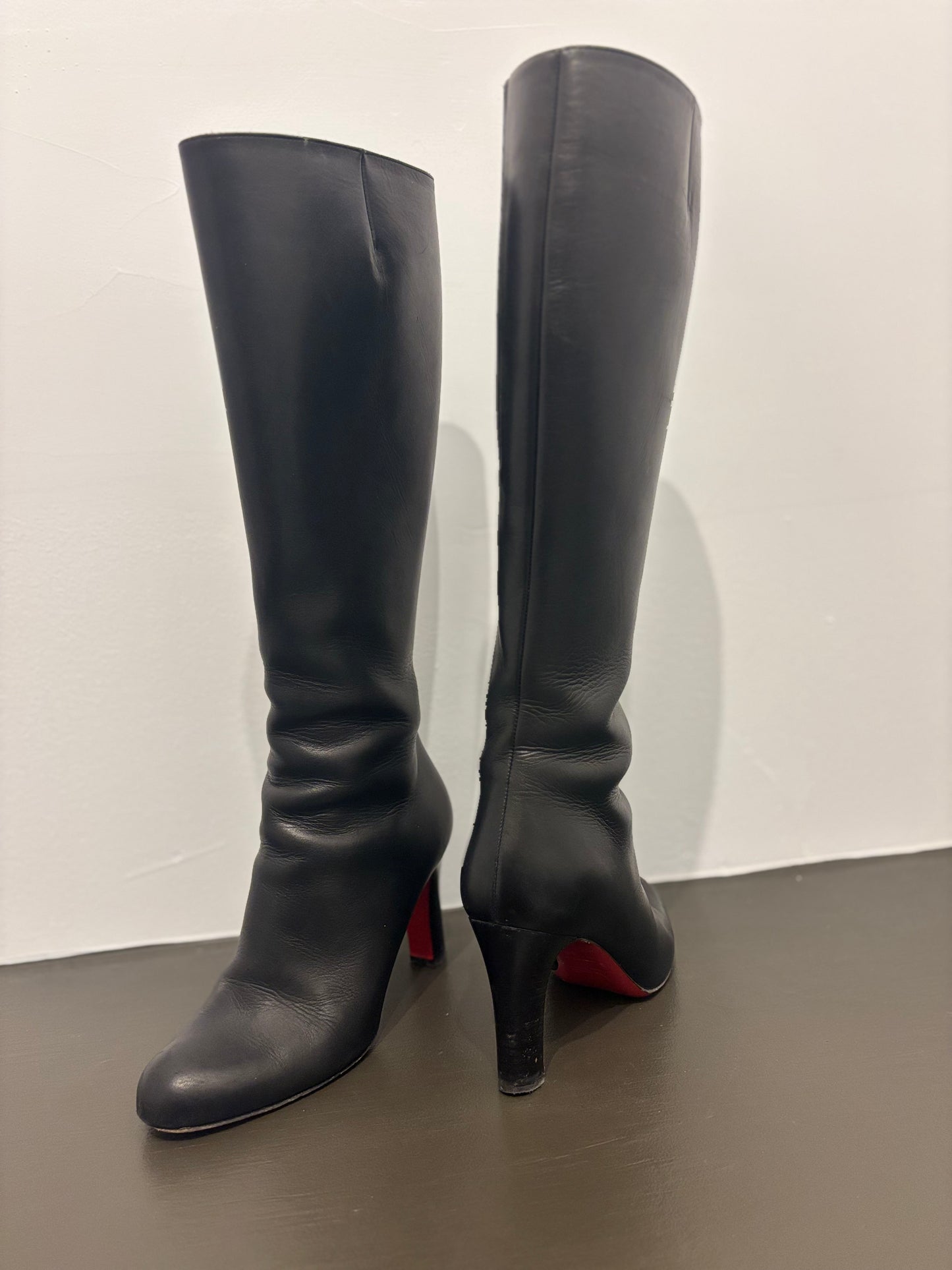Christian Louboutin “Botta” Knee-High Leather Boots – Black – Size 36