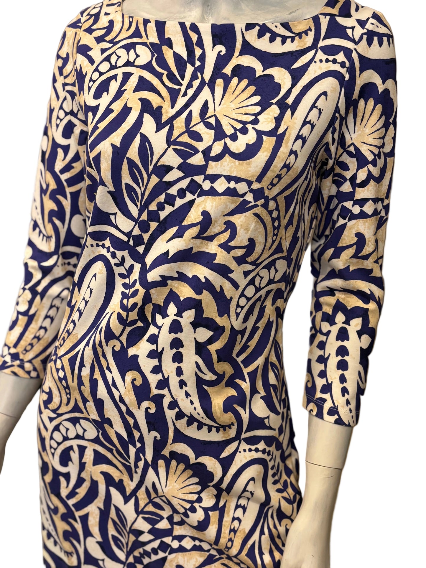J.McLaughlin Blue & Cream Paisley Print Dress – Size XS