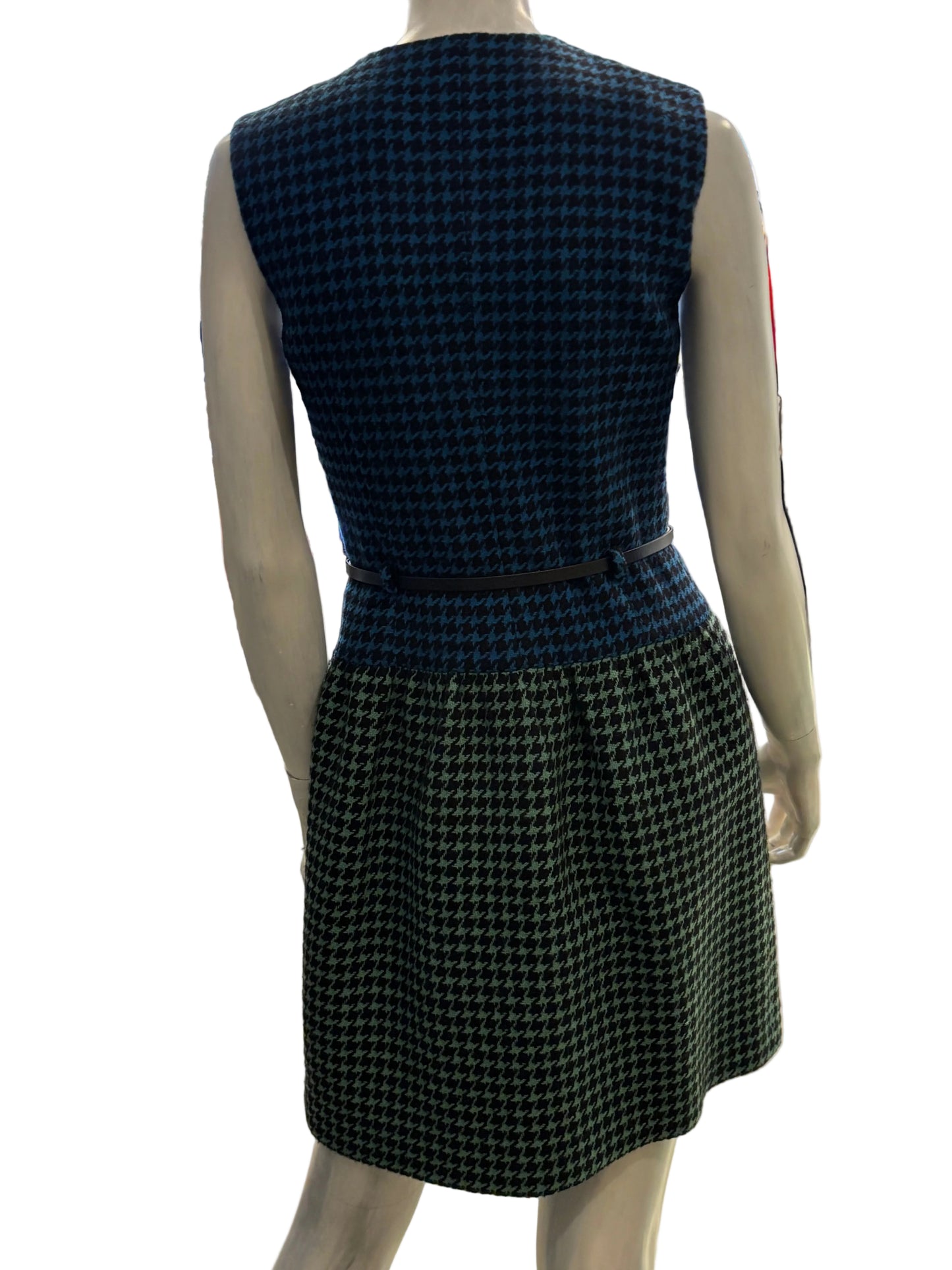 Missoni Sleeveless Wool Dress Color-block Houndstooth with Toggle Detail 4