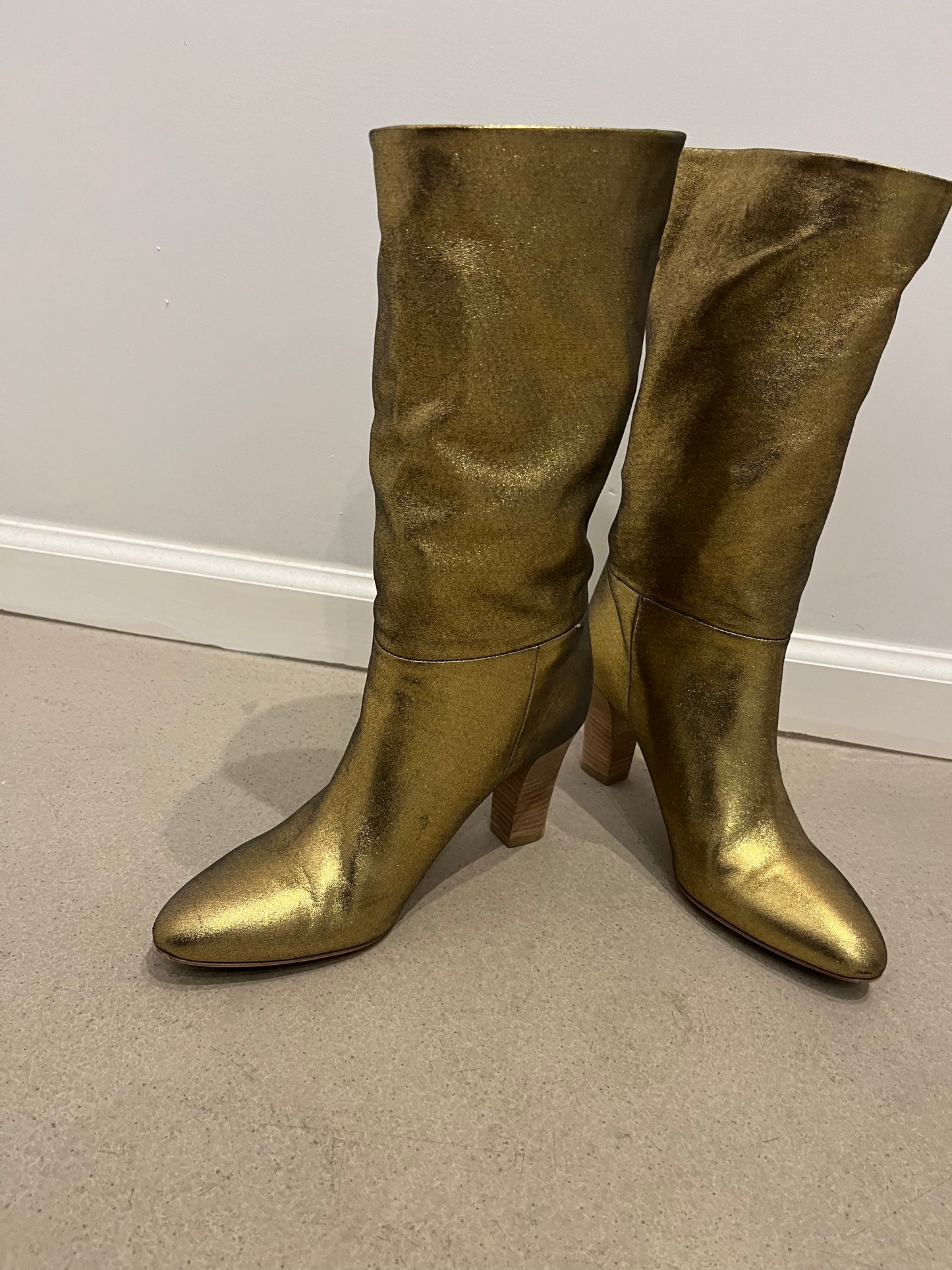 Sarah Jessica Parker Gold heeled leather vero cuoio boots 39