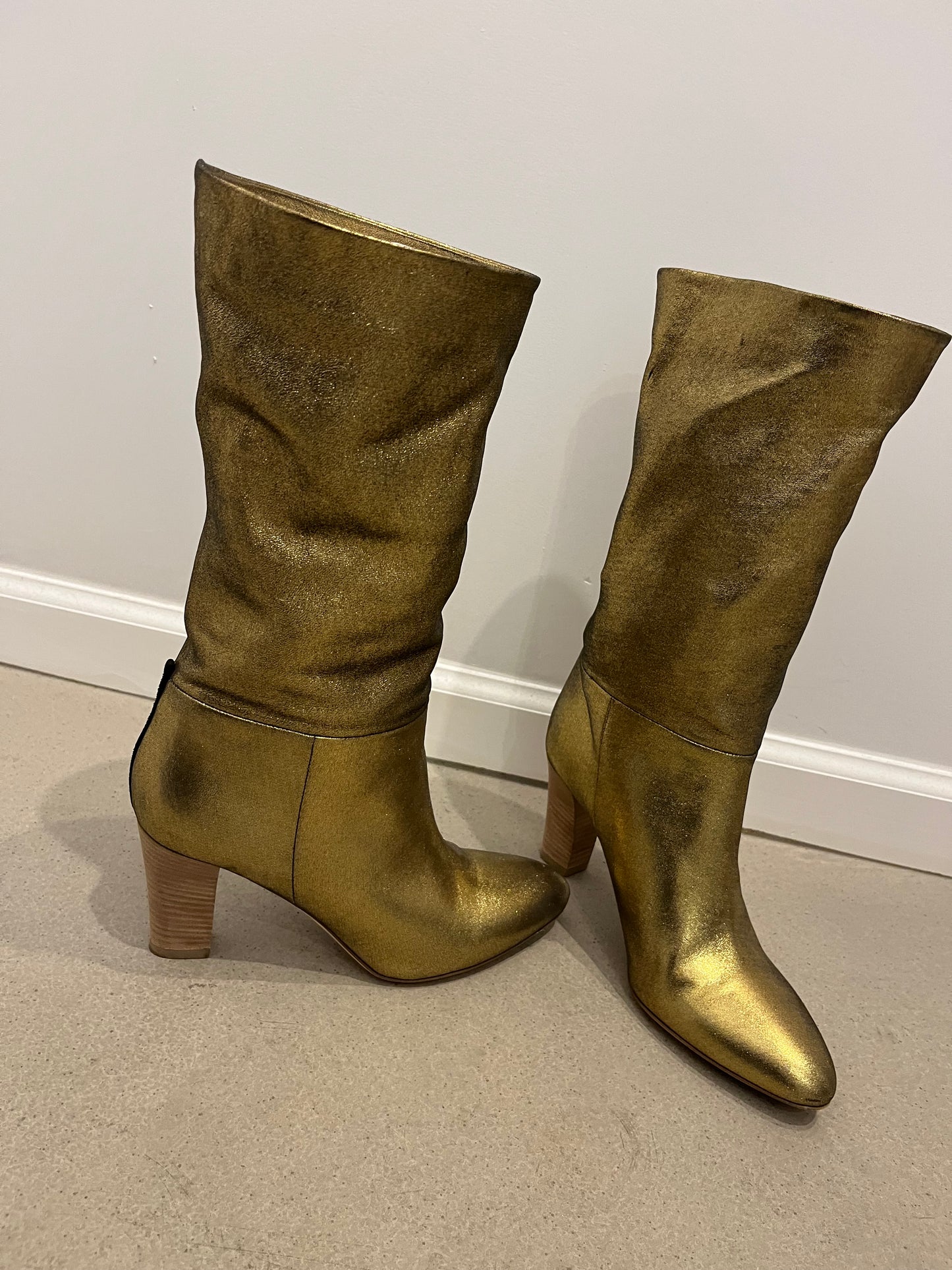 Sarah Jessica Parker Gold heeled leather vero cuoio boots 39