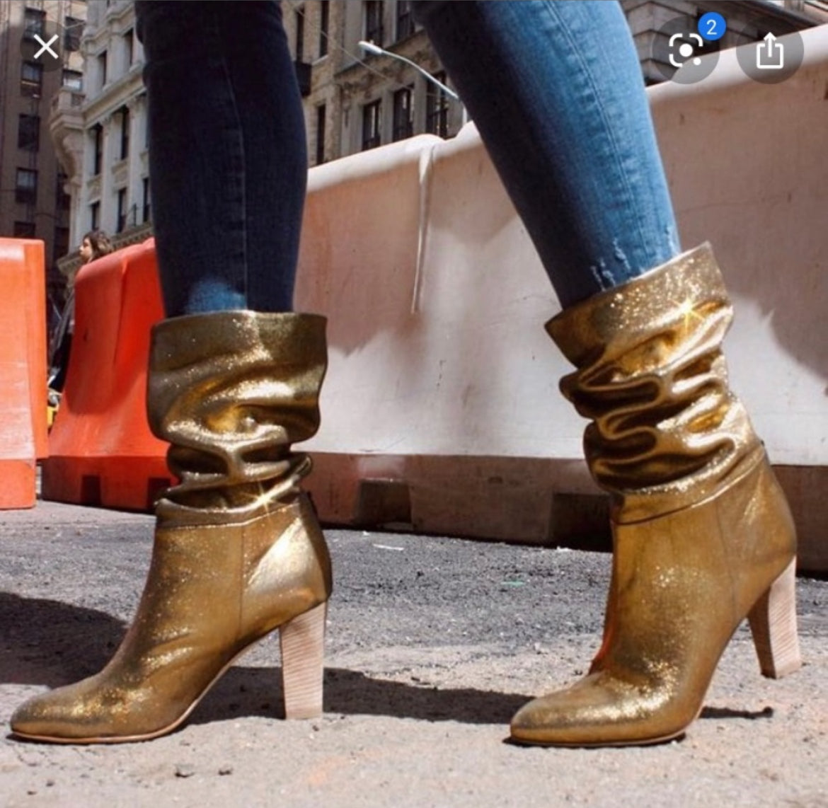 Sarah Jessica Parker Gold heeled leather vero cuoio boots 39