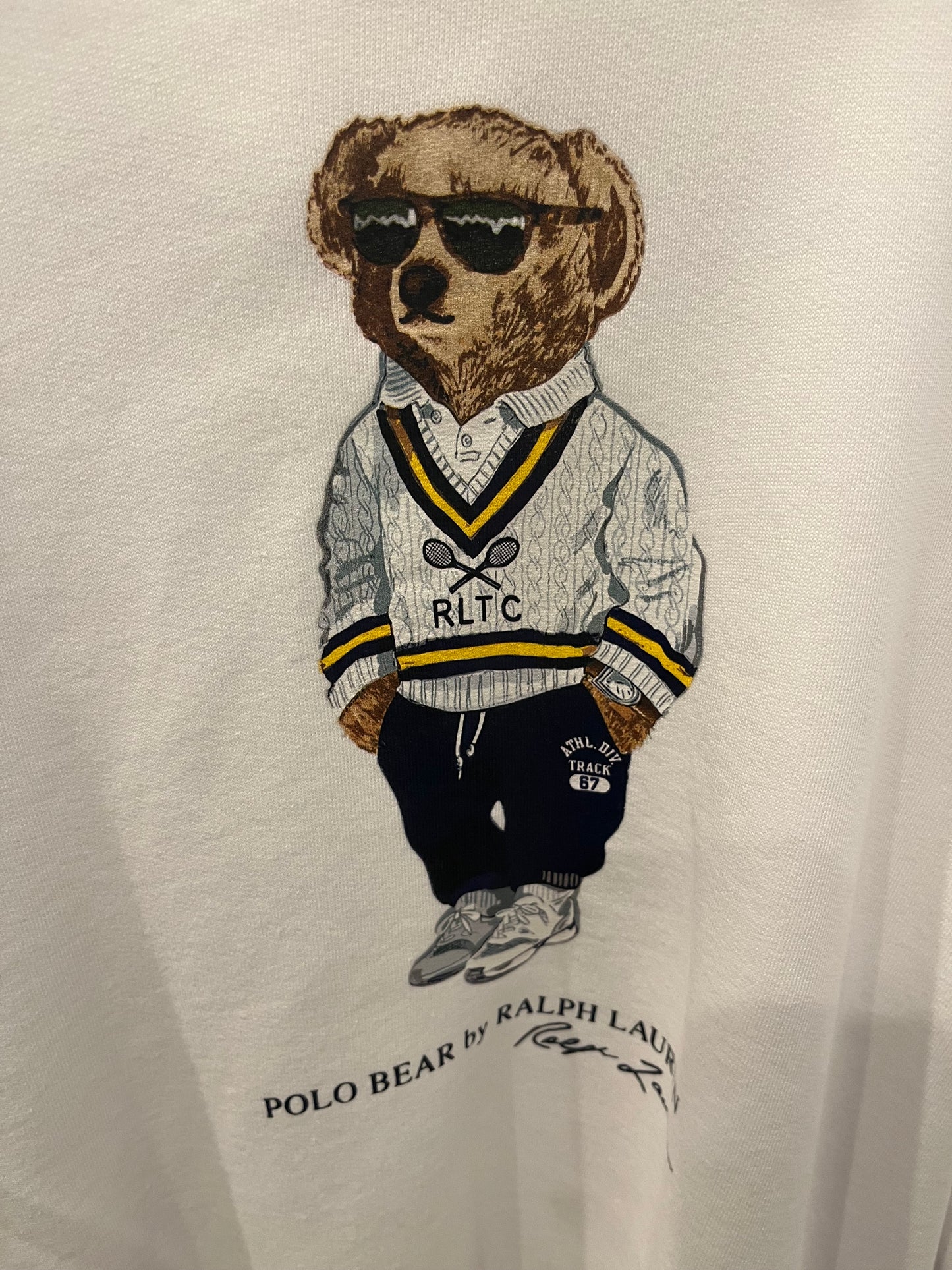 Polo Ralph Lauren Men's Bear white Tennis Club Sweatshirt Large