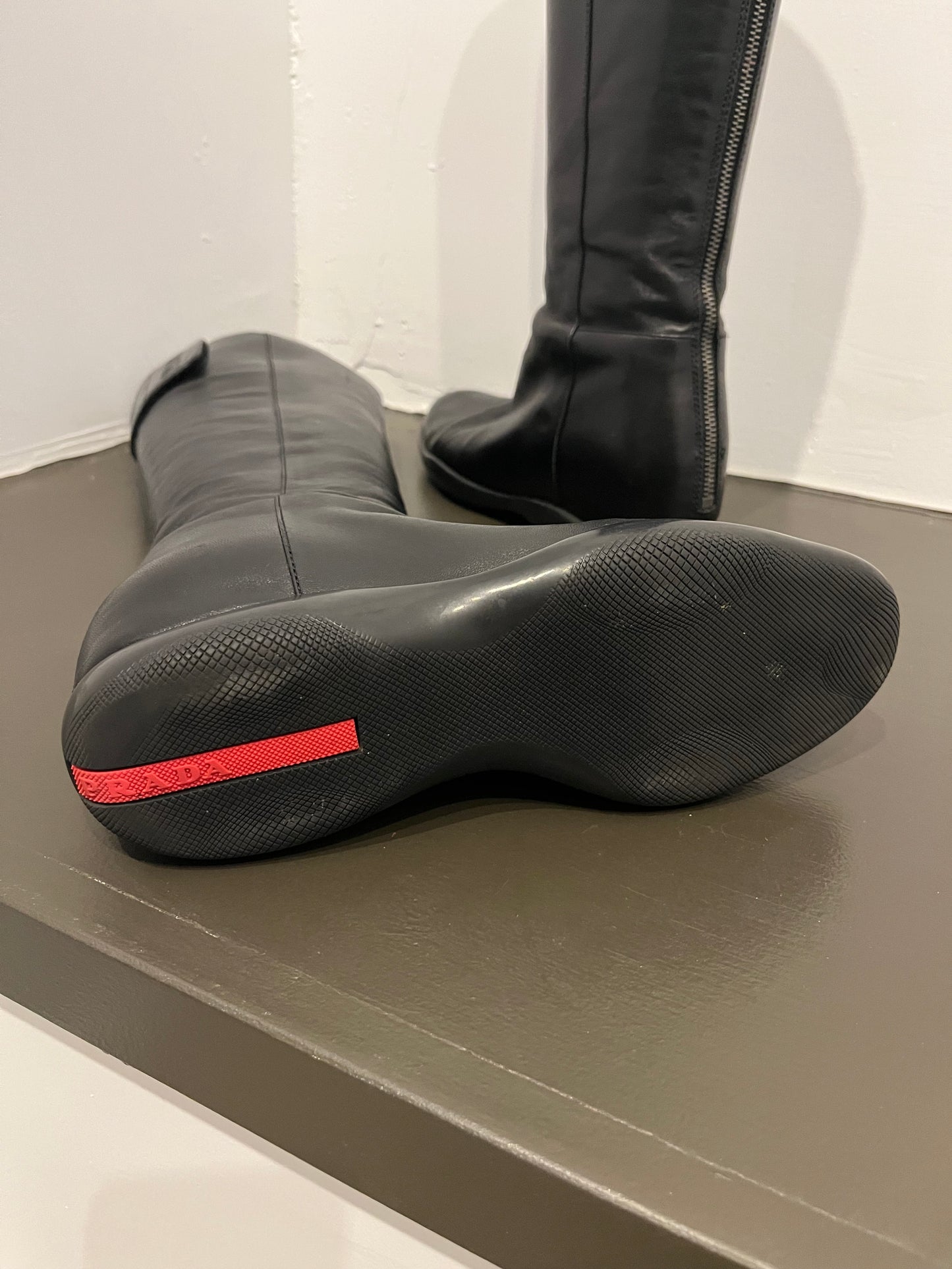 Prada Sport Linea Rossa Black knee high boots 37