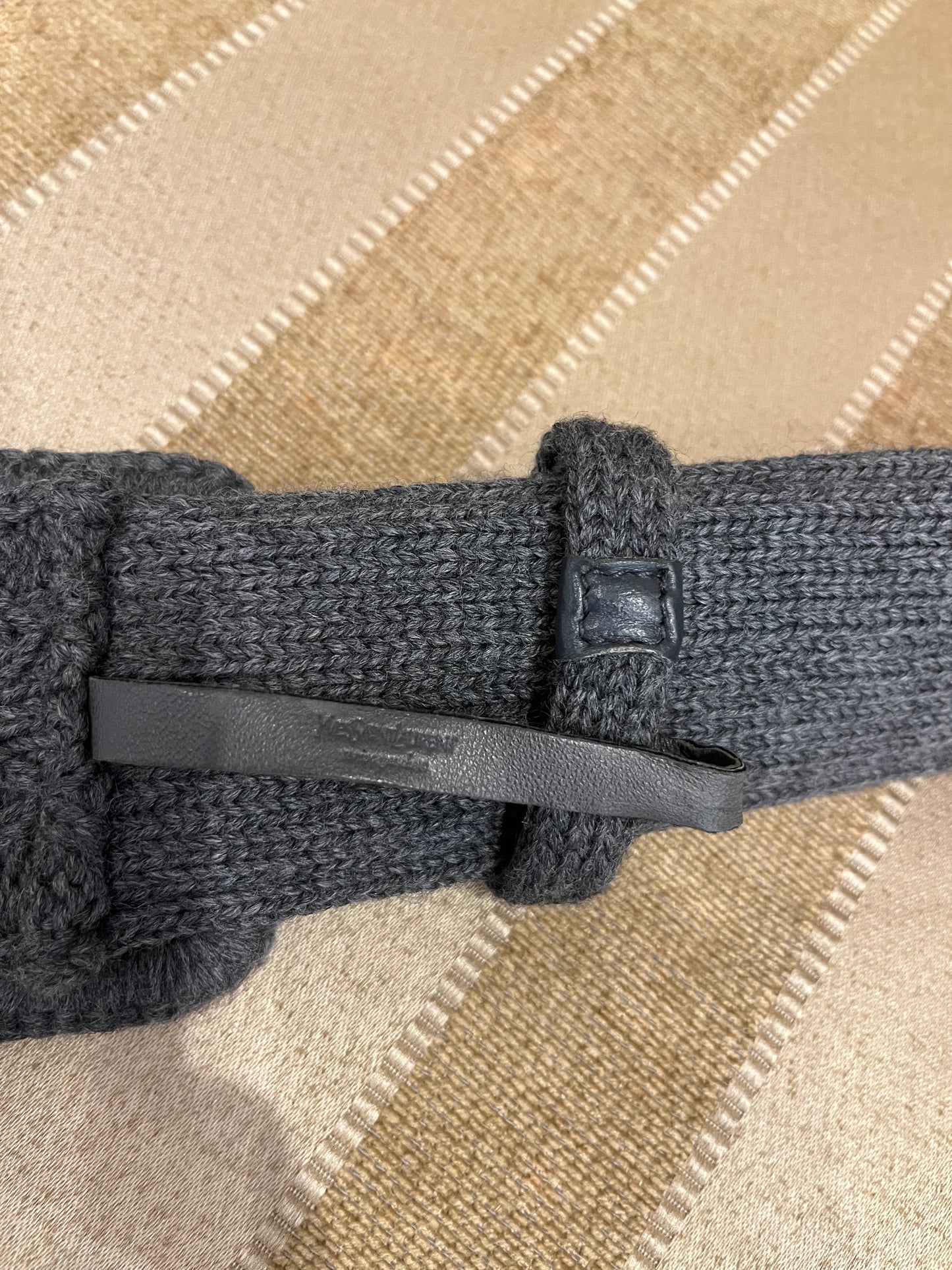YSL Woven Cable Knit Belt Gray S