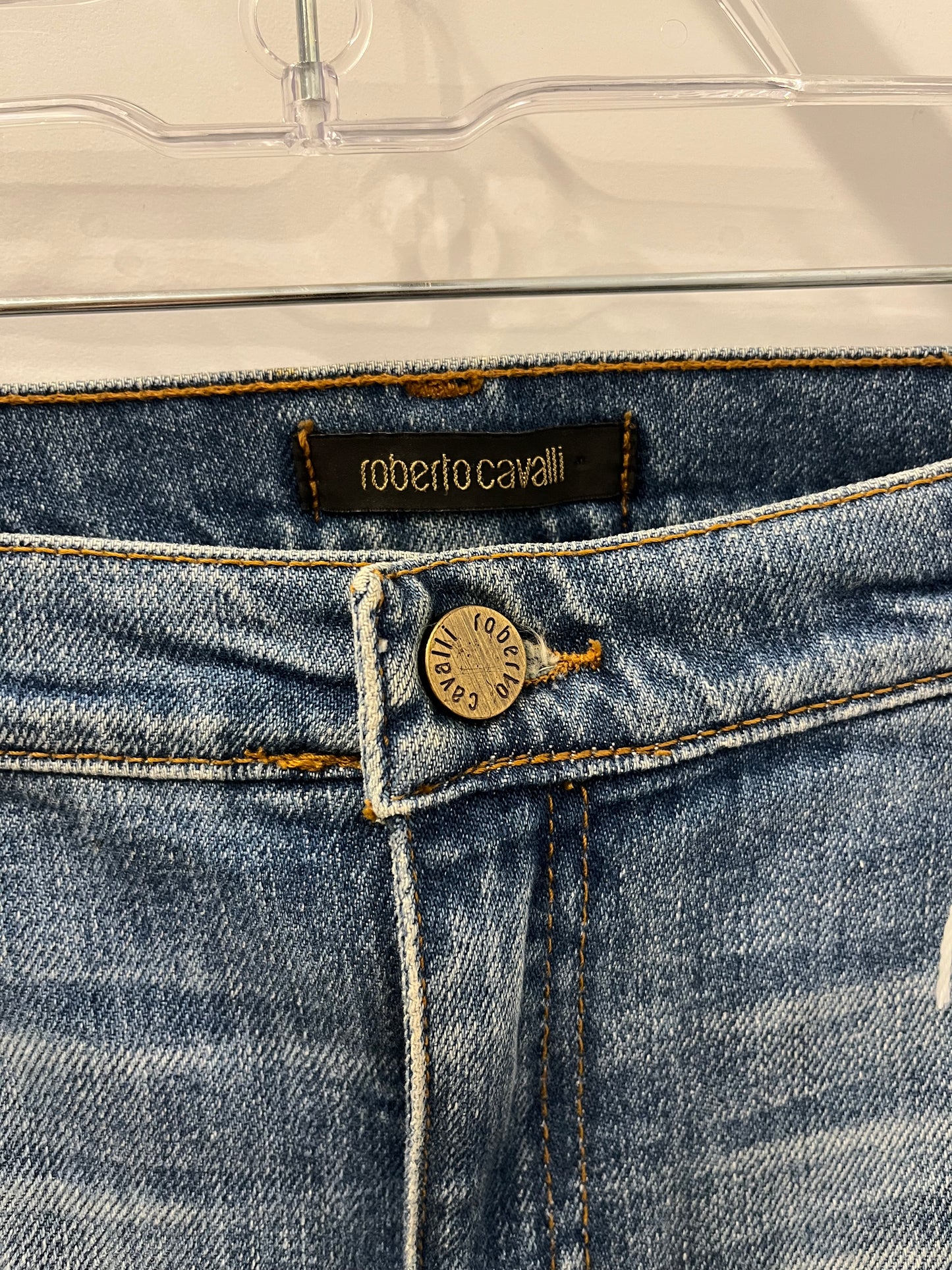 Roberto Cavalli Couture Gold Sequin embellishes jeans 48