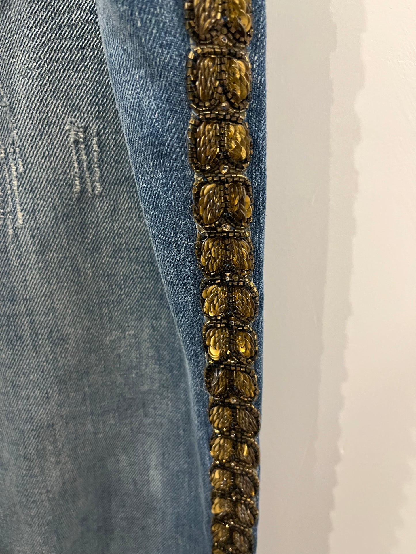 Roberto Cavalli Couture Gold Sequin embellishes jeans 48