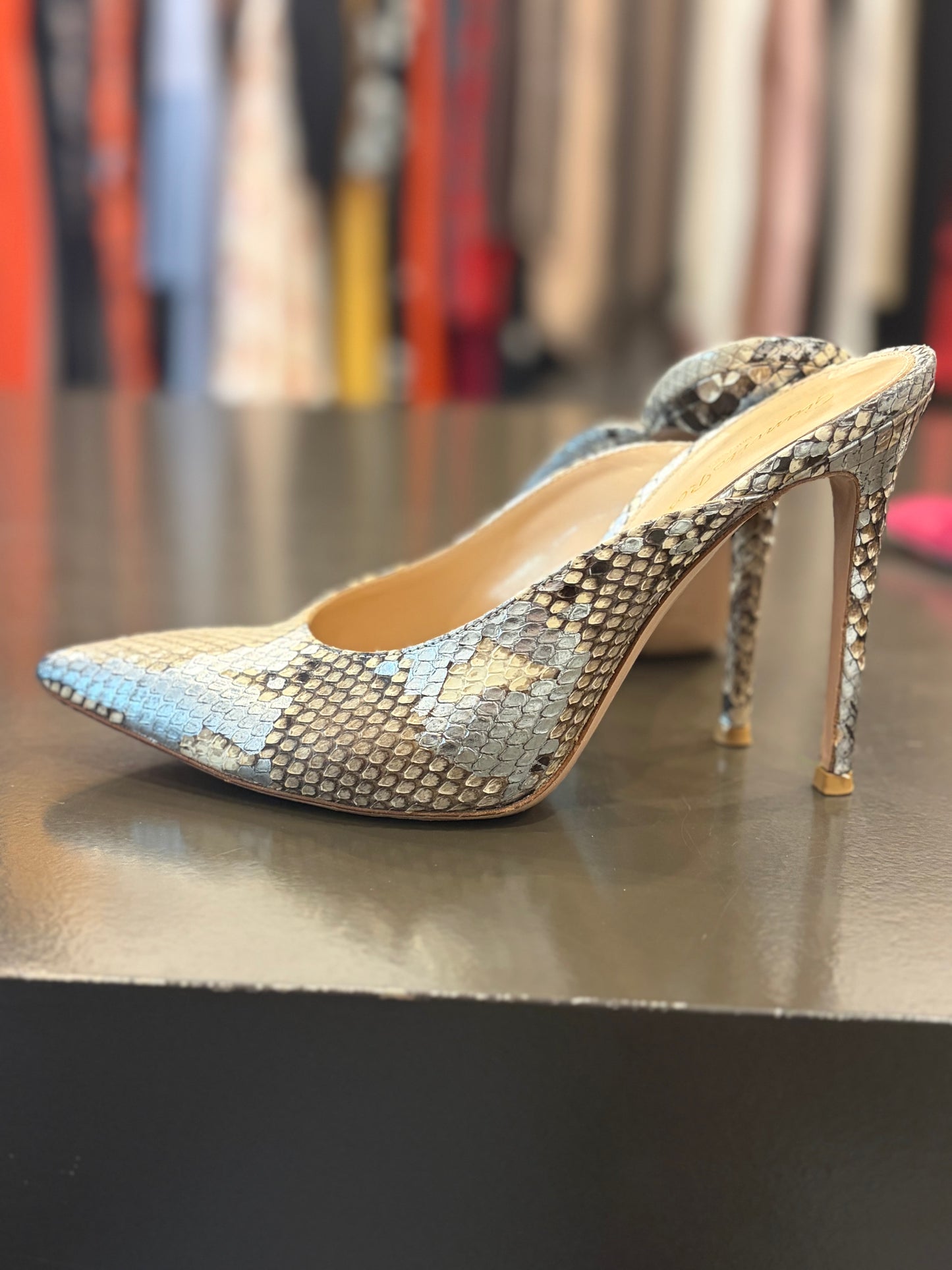 Gianvito Rossi Python pointed-toe mules - Size 39