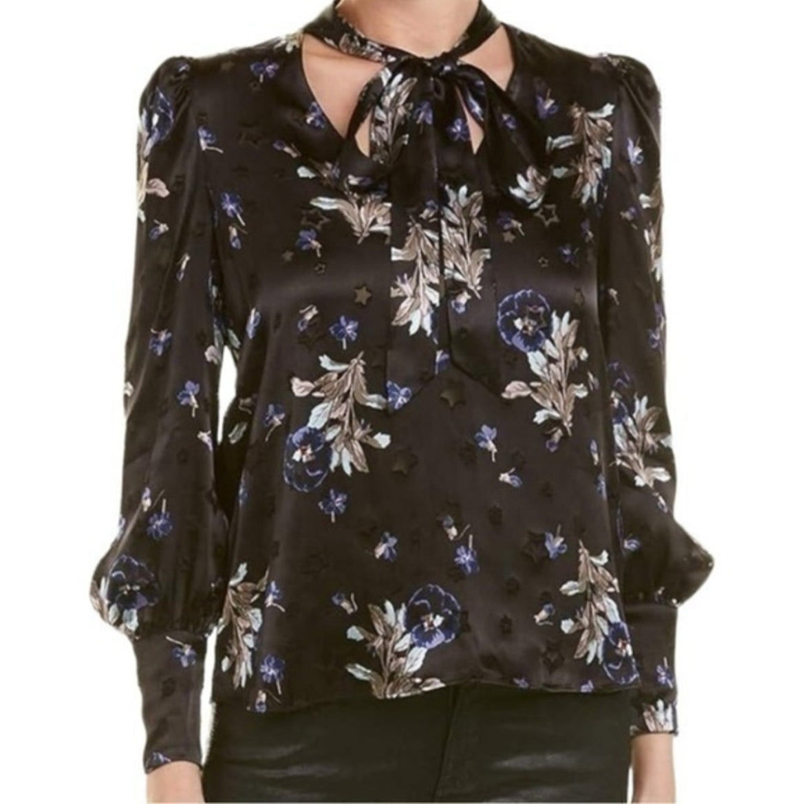 Rebecca Taylor Black Burn out Blouse 8