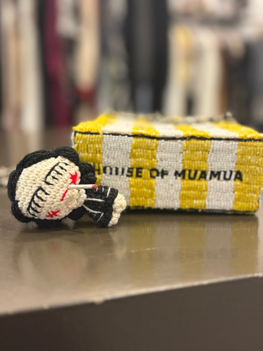 Hous of Maumua Coconuts Beaded Cigarette Bag with Crochet Doll Charm