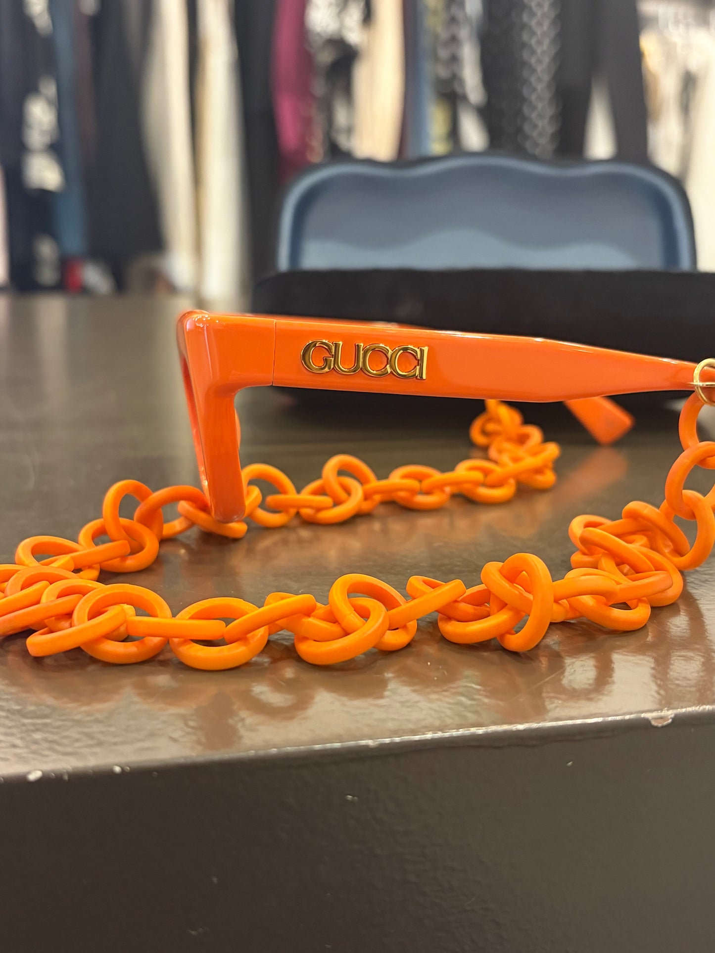 Gucci Neon Orange Chain-Link Sunglasses - GG1773S