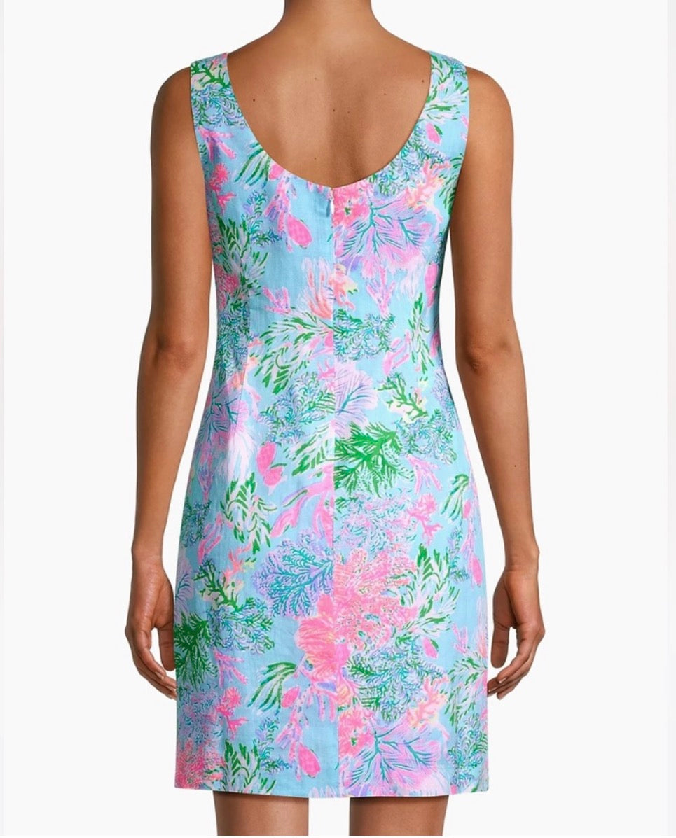 Lilly Pulitzer "Maurina Linen Shift Dress d- Cay to My Heart Print - 0 NWT