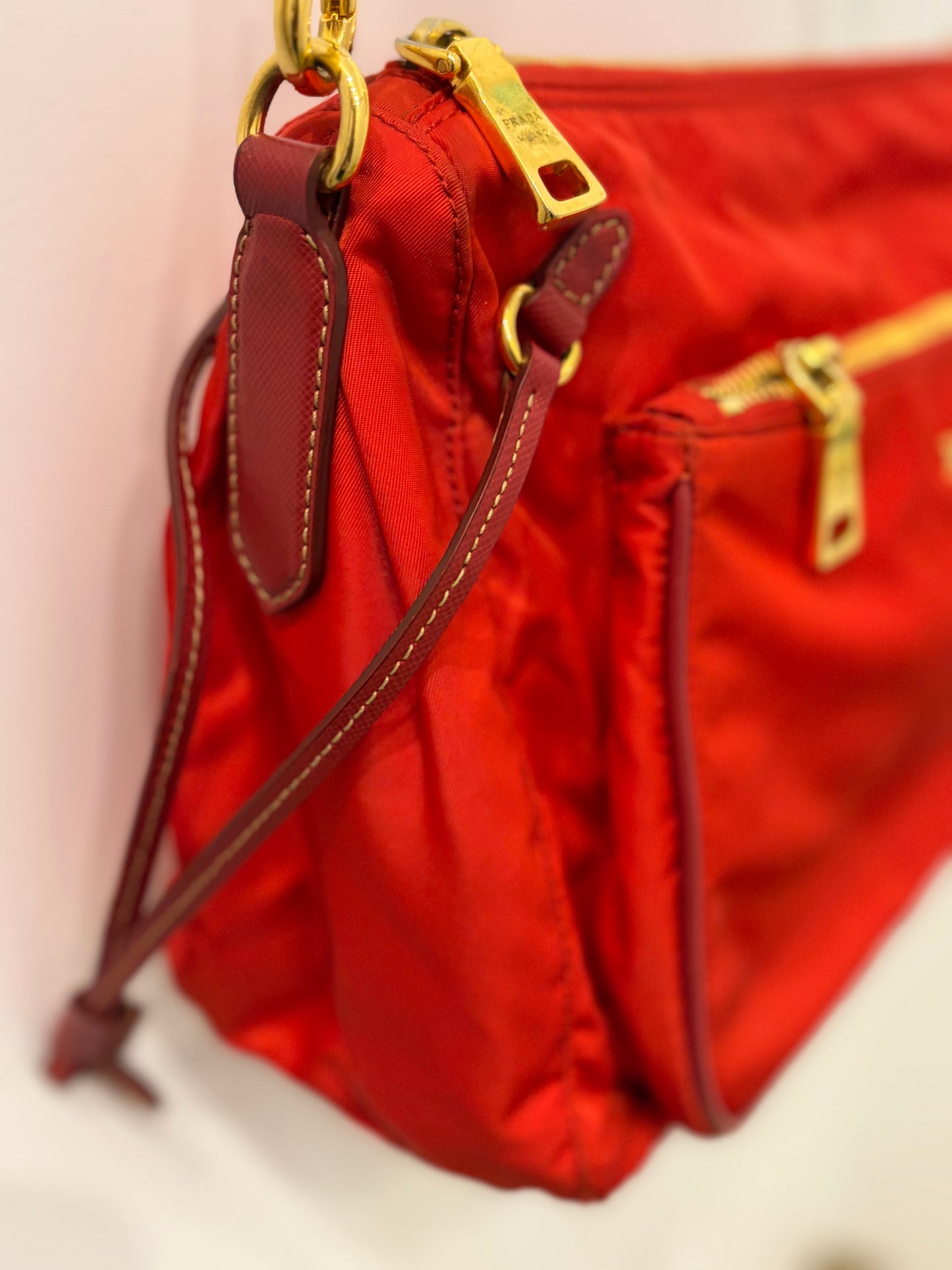 Prada Red Tessuto Nylon Crossbody/Shoulder Bag