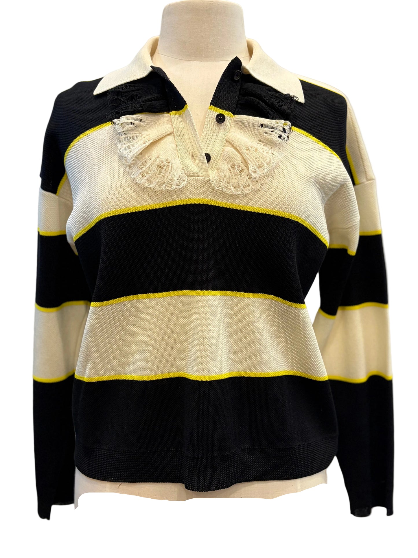 Alexander McQueen Striped Knit Polo Sweater - Small