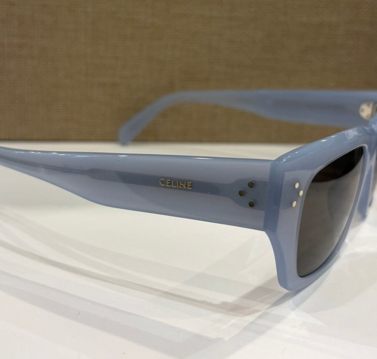Celine Powder Blue Oversized Rectangular Acetate Sunglassess