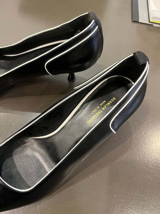 Scanlan Theodore Black/white contrast trim kitten heel 38