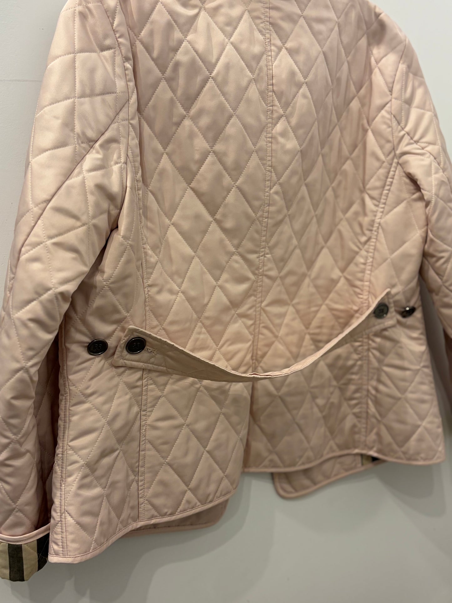 Burberry Blush Pink Quilted Double-Breasted Nova Check Lining - Small
