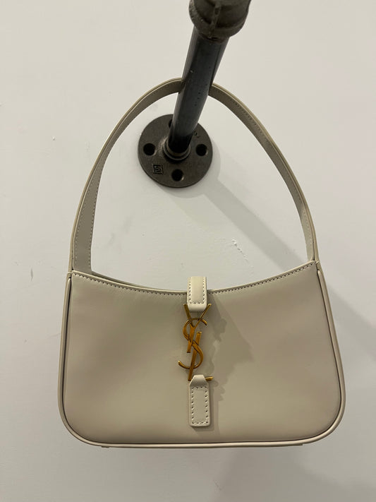 Saint Laurent Le 5 À 7 Mini Hobo Bag – Blanc Vintage with Gold Hardware