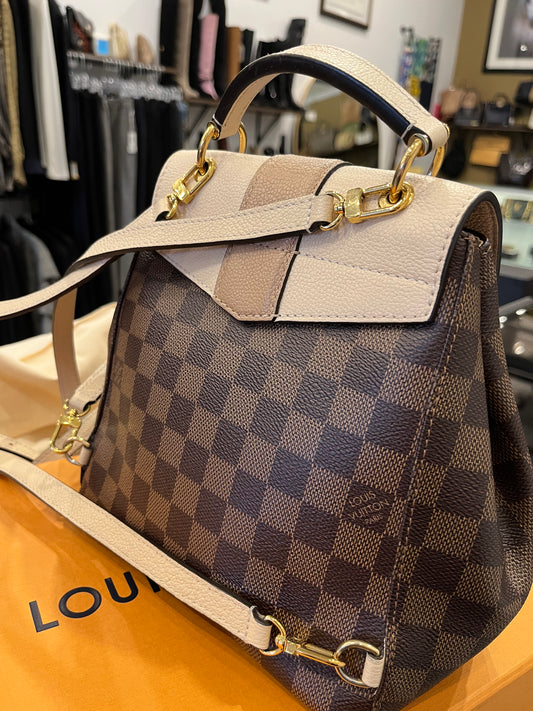 Louis Vuitton Clapton Backpack – Damier Ebene with Leather Flap