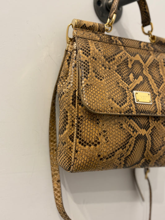 Dolce & Gabbana Vintage Python Snakeskin Satchel Bag