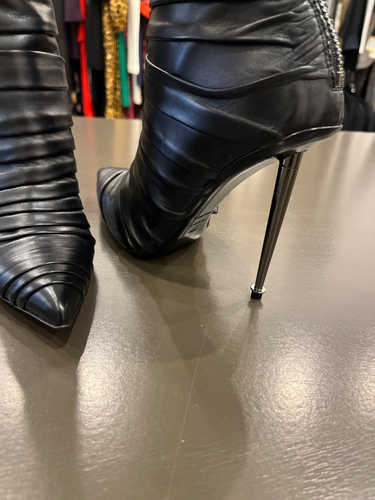 Tom Ford ruched leather boot with metal stilletto heel 38.5