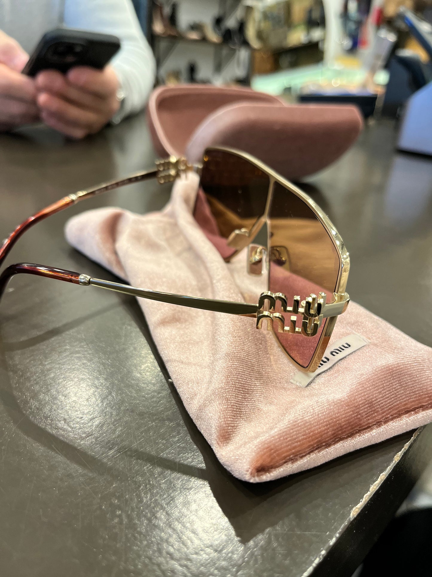 Miu Miu oversized shield pink sunglasses