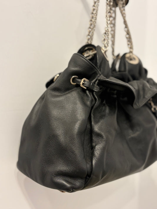 Christian Dior Black Le Trente Lambskin Gathered Tote with CD charm
