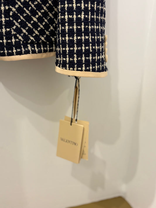 Valentino Navy & Ivory Bouclé Tweed Blazer NWT - IT 42