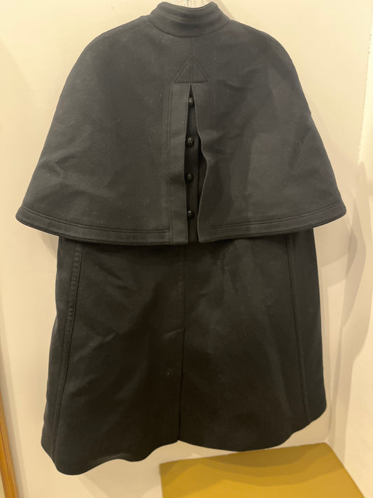 Burberry Black Wool Cape Poncho Coat Size 6