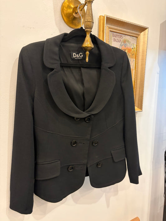 Dolce & Gabanna Black Tailored Cropped Blazer - IT 44