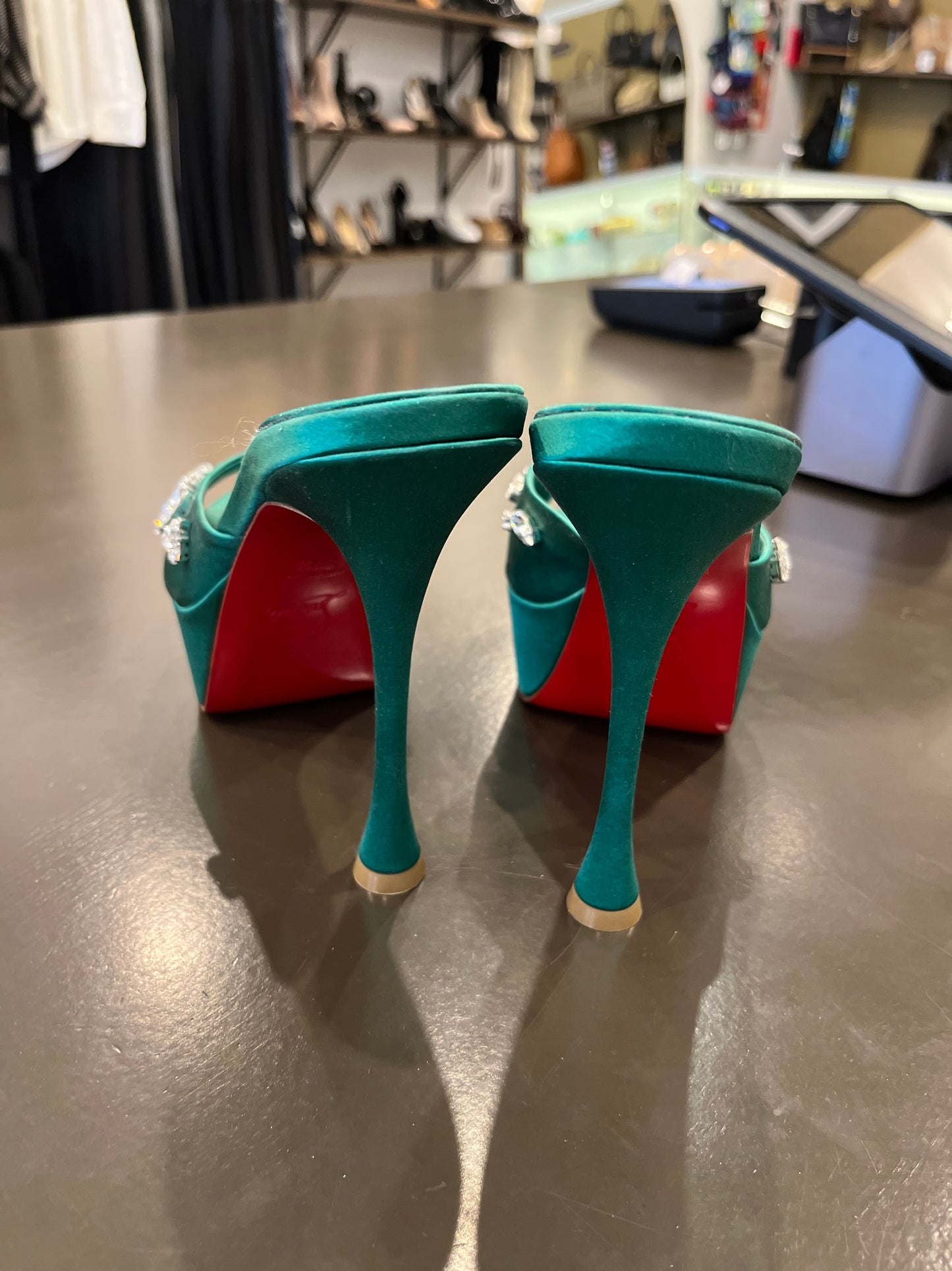 Christian Louboutin crystal-embellished platform mule sandals 38.5