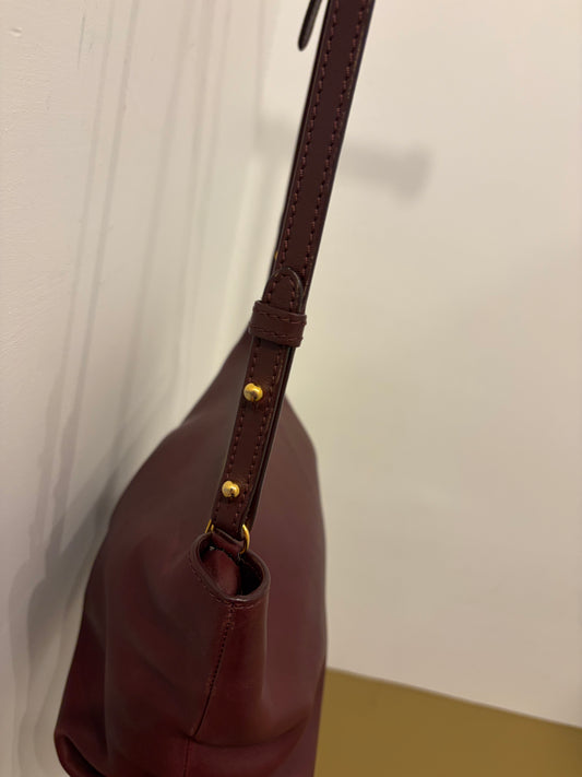 Khaite Leather Augusta Burgundy Leather Shouder Bag